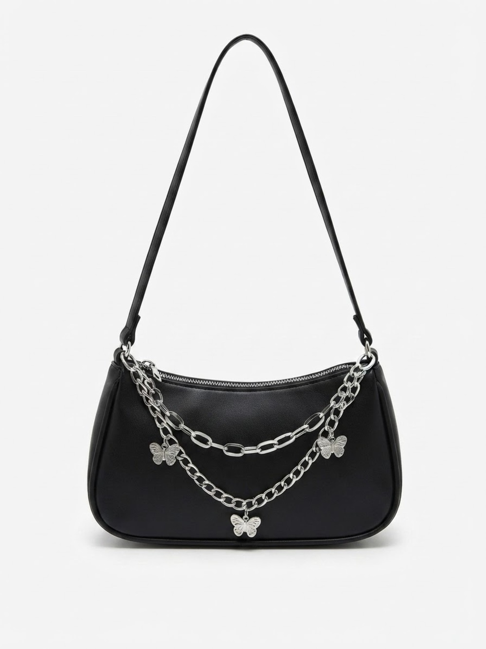Black Butterfly Charm Shoulder Bag